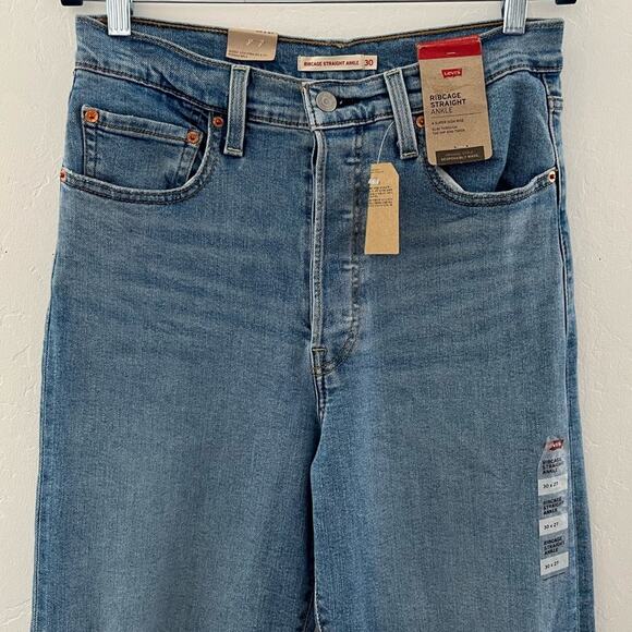 Levi's Ribcage Straight Ankle Jeans Women's Size 30 High Rise Distressed NWT - Picture 4 of 13